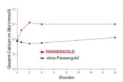 PANSENGOLD erhöht den Calciumgehalt im Blut (Diagramm)