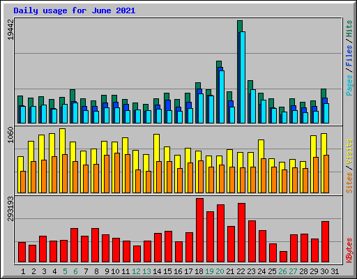Daily usage for June 2021