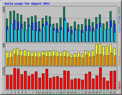 Daily usage for August 2021