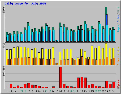 Daily usage for July 2025