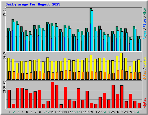 Daily usage for August 2025